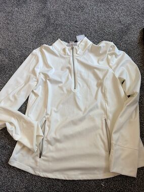 Laura Ashley Women’s Cream Quarter-Zip Pullover Sweater